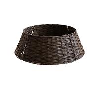 ZHDOKA Jupe de Collier D'arbre de Noël, Support de Noël en Osier de Rotin Artificiel Fait à la Main, Couverture de Panier de Base D'arbre de Noël en Osier, Anneau D'arbre de Noël(Café/Grand)