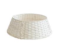 ZHDOKA Jupe de Collier d'Arbre de Noël, Support en Osier de Rotin Artificiel Fait à la Main, Couverture de Panier de Base en Osier, Anneau (Blanc/Grand)