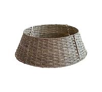 ZHDOKA Jupe de Collier d'Arbre de Noël, Support en Osier de Rotin Artificiel Fait à la Main, Couverture de Panier de Base en Osier, Anneau pour Noël (Gris/Petit)