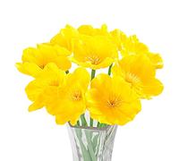 ZHDOKA Lot de 10 tiges d'anémone de coquelicot artificiel, 33,3 cm, fausses fleurs avec feuillage vert