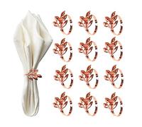 ZHDOKA Lot de 12 ronds de serviette en forme de feuille or rose pour décoration de table