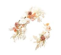 ZHDOKA Lot de 2 arches de mariage, arche de pampa, roses artificielles avec herbe de la pampa pour décoration de mariage bohème (rose)