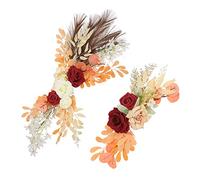 ZHDOKA Lot de 2 arches de mariage, arche de pampa, roses artificielles avec herbe de la pampa pour décoration de mariage bohème (rouge)