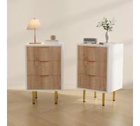 ZHDOKA Lot de 2 Tables de Chevet,40x40x65cm Chevet de Lit à 3 Tiroirs avec Rangement,Meuble de Rangement en Bois,Commode à 3 Tiroirs,Tables d'appoint pour Salon Chambre Couloir,Couleur Bois