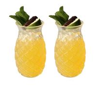 ZHDOKA Lot de 2 Verres à Vin Rouge Uniques en Forme D'ananas, Gobelet en Verre Amusant de 480 ML, Verrerie pour Cocktails, Whisky, Vin, Bière, Lait, Champagne, Jus, Fête à la Maison