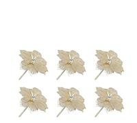 ZHDOKA Lot de 6 Ronds de Serviette en Alliage de Poinsettia de Noël, Supports de Ronds de Serviette en Métal avec Fleurs de Noël, Boucles de Serviettes de Table pour Noël, Mariage, Dîner,(Or)