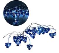 ZHDOKA Menorah de Hanoucca avec lumières de chaîne décoratives Dreidel, 1,78 m avec 10 LED - Chaînes lumineuses décoratives de Hanoucca pour le judaïsme juif - Décoration de Hanoucca Chanukah Pessa'h