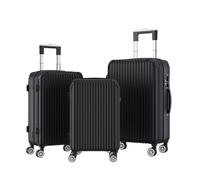 ZHDOKA Set 3 Valises de Voyage, Trolley en ABS aux Rayures avec Serrure à Code et Fermeture Éclair, Set de Bagage pour Voyage pour Les Voyages d'affaires et Vacances, 20/24/28 Pouces (Noir)