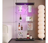 ZHDOKA Vitrine 4 étagères en verre, armoire vitrine avec LED, Vitrine sur pied avec 2 portes et serrure, vitrine à collectionner, Armoir de Verres Moderne pour collectionneurs (Noir, 80.5x36.5x163.9cm