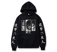 zhedu Anime AOT Hoodies Eren Jaeger Sweat à Capuche Graphique Manga Noir Sweat à Capuche à Manches Longues Surdimensionné Unisexe (XS,Color 01)