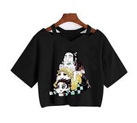 zhedu Anime Kamado Nezuko T-Shirt À Manches Courtes Nombril Harajuku Y2k Kawaii Imprimé Femmes D'été Style Coréen Lâche Étudiant À Manches Courtes Top Ins (M,Color 07)