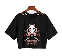 zhedu Anime Kamado Nezuko T-Shirt À Manches Courtes Nombril Harajuku Y2k Kawaii Imprimé Femmes D'été Style Coréen Lâche Étudiant À Manches Courtes Top Ins (M,Color 03)