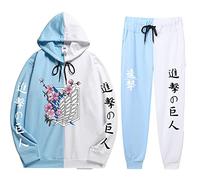 zhedu Anime Unisexe AOT Sweat à Capuche Pantalon Deux Pièces Sweat Costume Unisexe Cosplay Survêtement Tenues (4XL,Color 02)