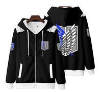 zhedu AOT Sweat à Capuche Homme Harajuku Anime Sweat Mode Fermeture éclair Manches Longues Shingeki No Kyojin Impression Double Face Streetwear Unisexe (XS,Color 5)