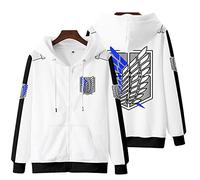 zhedu AOT Sweat à Capuche Homme Harajuku Anime Sweat Mode Fermeture éclair Manches Longues Shingeki No Kyojin Impression Double Face Streetwear Unisexe