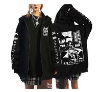 zhedu Bungou Stray Dogs Grande Taille Pull Zippé Japon Anime Manga Sweats À Capuche Unisexe Adolescent Harajuku Goutte Épaule Casual Hip Hop Streetwear (TG,Color 02)