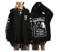 zhedu Bungou Stray Dogs Grande Taille Pull Zippé Japon Anime Manga Sweats À Capuche Unisexe Adolescent Harajuku Goutte Épaule Casual Hip Hop Streetwear (TTP,Color 01)