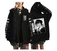 zhedu Bungou Stray Dogs Grande Taille Pull Zippé Japon Anime Manga Sweats À Capuche Unisexe Adolescent Harajuku Goutte Épaule Casual Hip Hop Streetwear (3TG,Color 05)