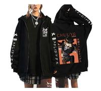 zhedu Bungou Stray Dogs Grande Taille Pull Zippé Japon Anime Manga Sweats À Capuche Unisexe Adolescent Harajuku Goutte Épaule Casual Hip Hop Streetwear (S,Color 03)