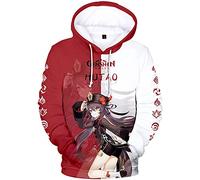 zhedu Game Genshin Impact Character Sweat à Capuche Venti/Hutao/Zhongli/Xiao/Ganyu/kazuha/Neutral Contrast Print Pull Sweat Fashion Streetwear Top (2xs-4xl) (L,Hutao)