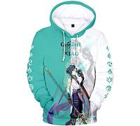 zhedu Game Genshin Impact Character Sweat à Capuche Venti/Hutao/Zhongli/Xiao/Ganyu/kazuha/Neutral Contrast Print Pull Sweat Fashion Streetwear Top (2xs-4xl) (M,Xiao)