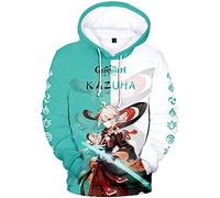 zhedu Game Genshin Impact Character Sweat à Capuche Venti/Hutao/Zhongli/Xiao/Ganyu/kazuha/Neutral Contrast Print Pull Sweat Fashion Streetwear Top (2xs-4xl) (XS,Kazuha)