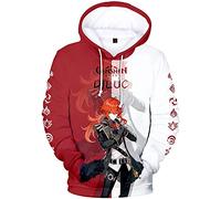 zhedu Game Genshin Impact Sweat à Capuche Chongyun/dicna/diluc/EULA/fischl/Jean/kaeya/Sweat-Shirt à Imprimé Contrastant Neutre Fashion Streetwear Top(2xs-4xl) (XL,Diluc)