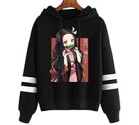 zhedu Japan Anime Nezuko Kamado Sweat à Capuche Drôle Streetwear Mode Rayé à Capuche (M,Color 01)