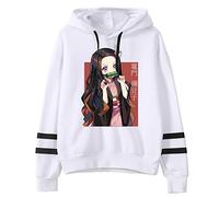 zhedu Japan Anime Nezuko Kamado Sweat à Capuche Drôle Streetwear Mode Rayé à Capuche (M,Color 02)