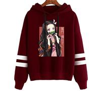 zhedu Japan Anime Nezuko Kamado Sweat à Capuche Drôle Streetwear Mode Rayé à Capuche (S,Color 04)