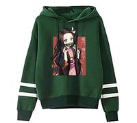 zhedu Japan Anime Nezuko Kamado Sweat à Capuche Drôle Streetwear Mode Rayé à Capuche (XS,Color 03)