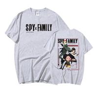 zhedu Japonais Anime Spy X Family T-Shirt Double Face Impression Harajuku Streetwear Casual T-Shirts Surdimensionnés (M,Color 02)