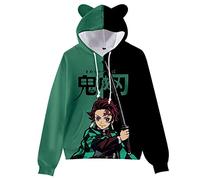 zhedu Kamado Nezuko Cosplay Costume Sweats Mignon Chat Oreille Sweats 3D Imprimé Dessin Animé Anime À Capuche Harajuku Streetwear Kawaii Femmes À Capuche (XL,Color 04)