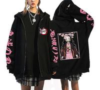 zhedu Kamado Nezuko Sweat à Capuche Zippé Graphique Harajuku Manches Longues Y2k Décontracté Surdimensionné Hip Hop Punk Streetwear Manteau (Color 02,4XL)