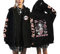 zhedu Kamado Nezuko Sweat à Capuche Zippé Graphique Harajuku Manches Longues Y2k Décontracté Surdimensionné Hip Hop Punk Streetwear Manteau (Color 06,M)