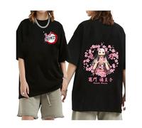 Zhedu Kamado Nezuko T-Shirt Imprimé Graphique Femmes Harajuku Esthétique Noir Tops Japon Style (L, Color 03)