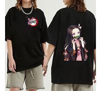 Zhedu Kamado Nezuko T-Shirt Imprimé Graphique Femmes Harajuku Esthétique Noir Tops Japon Style (XXL, Color 01)