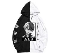 zhedu My Hero Academia Todoroki Shoto Sweat à Capuche Harajuku Pull Anime Sweat Hommes Mode Automne Hiver Pull À Capuche Patchwork (XXS,Color 05)