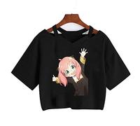Zhedu Spy X Family T-Shirt Manga Japonais Anime Anya Forger Harajuku Punk Col en V Sexy Haut Court (M, Color 6)
