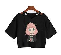 Zhedu Spy X Family T-Shirt Manga Japonais Anime Anya Forger Harajuku Punk Col en V Sexy Haut Court (S, Color 1)