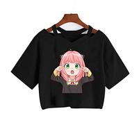Zhedu Spy X Family T-Shirt Manga Japonais Anime Anya Forger Harajuku Punk Col en V Sexy Haut Court (XS, Color 3)