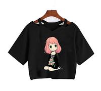 Zhedu Spy X Family T-Shirt Manga Japonais Anime Anya Forger Harajuku Punk Col en V Sexy Haut Court (XS, Color 2)