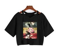 Zhedu Spy X Family T-Shirt Manga Japonais Anime Anya Forger Harajuku Punk Col en V Sexy Haut Court (XS, Color 4)