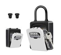 ZHEGE Boite a Clef, Boite a Cle Portable avec Anse Amovible, Boîte à Clé avec Code 4 chiffes, Boite a Clefs Securisee Exterieur pour la Maison, Le Bureau, la Location Airbnb (Gris)