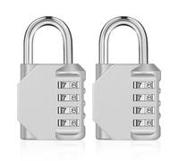 ZHEGE Cadenas à Combinaison à 4 Chiffre, Cadenas Casier College (2, Argent) | Cadenas a Code Pour Salle de Sport, école, Extérieur et Casier des Employés, Entrepôt, 6MM, Portable