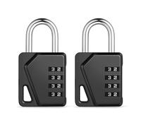 ZHEGE Cadenas Casier College (Avec plaque signalétique), Cadenas Code Casier Pour Vestiaire Sport, Scolaire, College, Cadenas Chiffre Pour Abri de Jardin, Portail (2 Pièces, Noir)