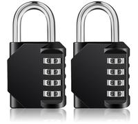 ZHEGE Cadenas Code 4 Chiffres, Cadenas Casier Pour Vestiaire Sport, Scolaire, College 2 pcs Noir