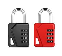 ZHEGE Cadenas Code Avec Plaque Signalétique, 4 Chiffres Pour Vestiaire Sport, Scolaire, Collège (2 Pièces, Noir et Rouge)
