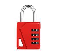 ZHEGE Cadenas Code (Avec plaque signalétique), Cadenas à Code 4 Chiffres Pour College, Casier Vestiaire Sport, Abri de Jardin, Portail (Rouge)