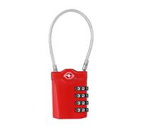 ZHEGE Cadenas Valise, Cadenas Code 4 Ciffres avec Alarme d'ouverture, Code Cadenas Casier de Câble de Gymnastique (1 Pièce, Rouge)